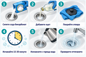 Отпушване на канал със сода бикарбонат и оцет в шест стъпки